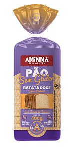 Pão Fatiado de Batata Doce Sem Glúten e Sem Açúcar Aminna, 400g - ID: 154