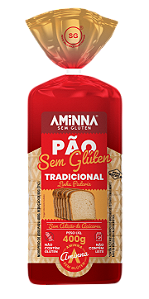 Pão Fatiado Tradicional Sem Glúten e Sem Açúcar Aminna, 400g - ID: 175