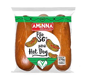 Pão sem Glúten tipo Hot Dog, Aminna, 270g (c/ 3 unidades)