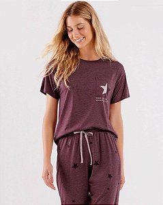 Pijama Feminino Manga Curta com Calça 10589