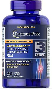 Glucosamina e Condroitina com MSM Puritans Pride - 240 Cápsulas