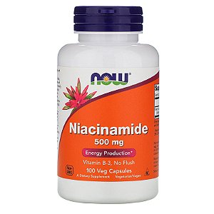 Vitamina B3 Niacinamida Now Foods - 100 cápsulas de 500 mg