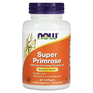 Super Óleo de Prímula (Super Primrose Oil) Now Foods - 60 softgels de 1300 mg