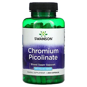 Picolinato de Cromo Swanson - 200 cápsulas de 200 mcg