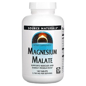 Malato de Magnésio Source Naturals - 180 tabletes (3750 mg por dose de 3 tabletes)