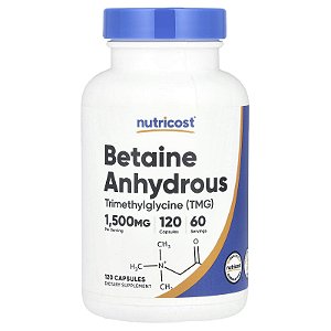 Betaína Anidra Trimetilglicina (TMG) Nutricost - 120 cápsulas