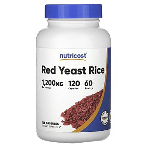 Red Yeast Rice (Arroz Fermentado Vermelho) Nutricost - 120 cápsulas (dose de 1200 mg por 2 cápsulas)
