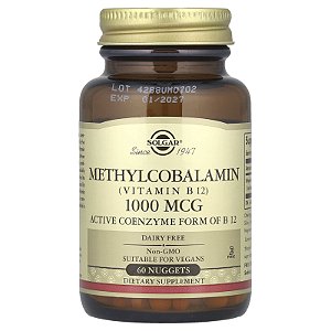 Vitamina B12 Metilcobalamina Solgar - 60 nuggets de 1000 mcg