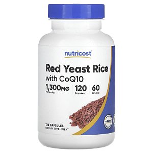 Red Yeast Rice (Arroz Fermentado Vermelho) com CoQ10 Nutricost - 120 cápsulas