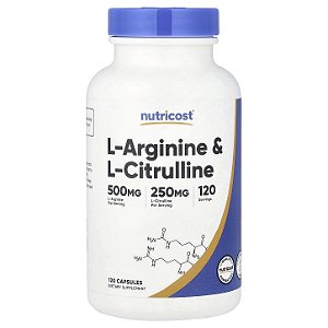 L-Arginina e L-Citrulina Nutricost - 120 cápsulas