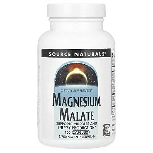 Malato de Magnésio Source Naturals - 100 cápsulas (3750 mg por dose de 6 cápsulas)
