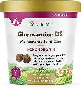 Hip Joint Naturvet - Glucosamina e Condroitina - 70 petiscos soft chews - 154 gramas