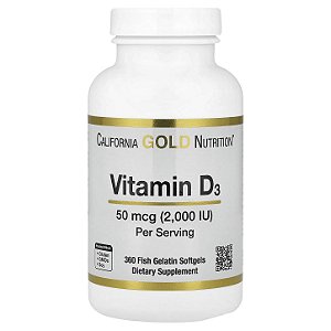 Vitamina D3 California Gold Nutrition - 360 Softgels de 2000 UI