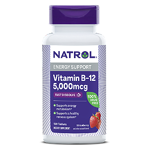 Vitamina B12 Natrol Fast Dissolve - 100 tabletes de 5000 mcg