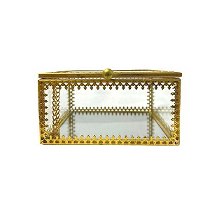 Caixa Decorativa Vidro e Dourado