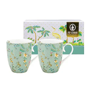 Set/2 Caneca Azul Pip Studio Grande Flowers Jolie