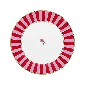 Prato de Sobremesa Vermelho Stripes - Love Birds