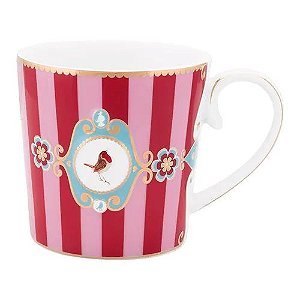 Caneca Grande Medallion Stripes Rosa/Vermelho - Love Birds