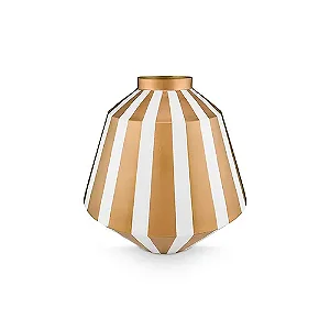 Vaso de Metal 35 Stripes Branco/Dourado - Home Accessories