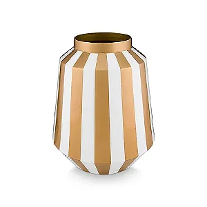 Vaso de Metal 29 Stripes Branco/Dourado - Home Accessories