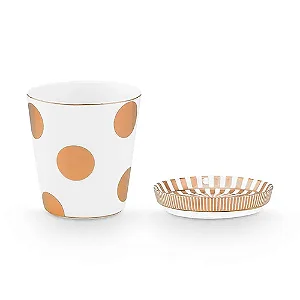 Set com Caneca s/ Alça e Mini Prato Dot Delight - Dot Delight