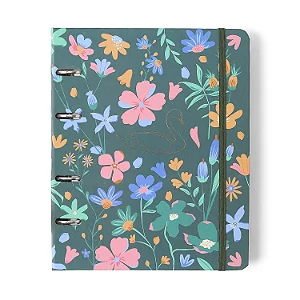 Caderno Criativo Argolado Lagoa Pautado 17X24 Cisne Floral Verde