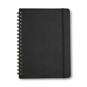 Caderno Espiral Colegial Clássica Pautado Preta 1 Matéria 80 fls