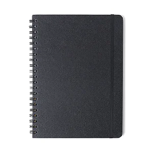 Caderno Espiral Universitário Clássica Pautado Preta 1 Matéria 80 fls