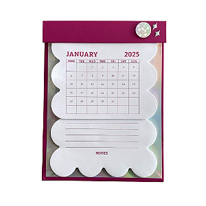 Bloco de notas com calendário 2025