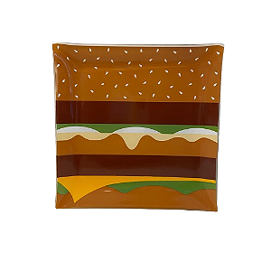 Prato Hamburguer Fast Food Vidro