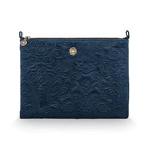 Necessaire Flat Pouch Grande Velvet Quiltey Days Azul- Pip Studio
