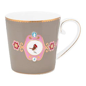 Caneca Grande Medallion Cáqui Love Birds - Pip Studio