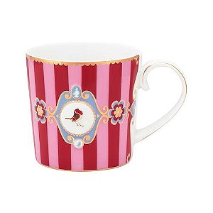 Caneca Pequena Medallion Stripes Rosa/Vermelho Love Birds - Pip studio