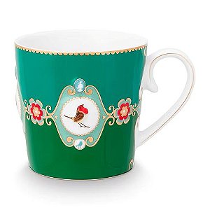 Caneca Grande Medallion Esmeralda/Verde Love Birds - Pip Studio