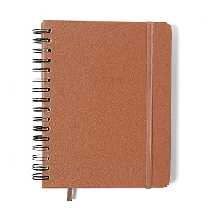 Agenda Planner Wire-o 2026 Clássica Semanal Notas c/ Divisórias A5 Caramelo/Cicero