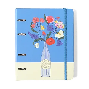 Caderno Criativo Argolado Office Duo Doce Florada Pautado & Pontado A5 Garrafa/Cicero