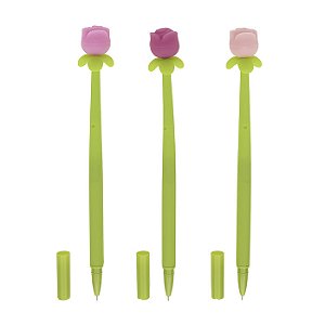 CANETA FLOWERS ROSA GEL LOVE 0,5