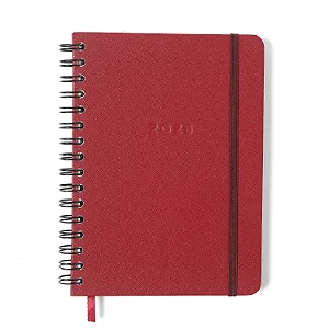 Agenda Planner Wire-o 2026 Clássica Semanal Anotações A5 Vermelho Quente/ Cicero