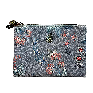 Necessaire cosmética plana pequena flor festival azul claro/vermelho vieira Pip Studio