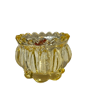Mini Castiçal de Vidro Transparente Amarelo