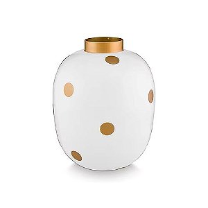 Vaso de Metal 32 Dots Branco/Dourado Pip Studio