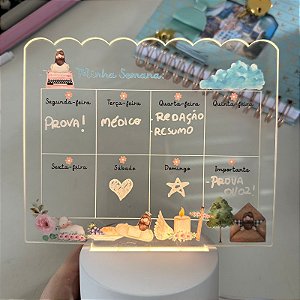 Luminária com Caneta Branca Planejamento Semanal Devocional