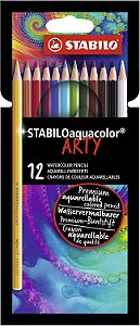 Lápis de Cor Aquarelável – STABILO Aquacolor ARTY – Estojo com 12 Cores