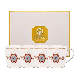 Set/4 Caneca Grande Branco - Love Birds