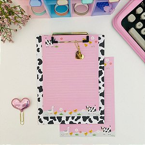 Prancheta Estampada A5 com 30 Folhas Decoradas – Vaquinha