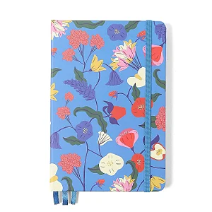 Caderneta Doce Florada Miolo Tri 14x21 Azul