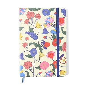 Caderneta Doce Florada Quadriculado 14X21 Off White