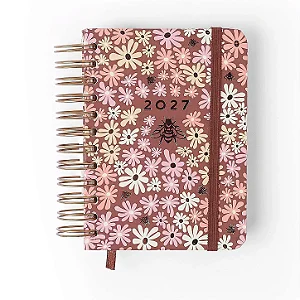 Agenda Planner Wire-o 2027 Melissa Diária 11,5x16 Mini Bloomy Chocolate