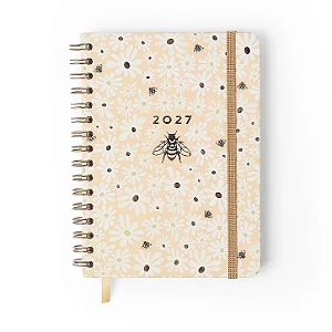 Agenda Planner Wire-o 2027 Melissa Semanal Anotações A5 Mini Bloomy Manteiga