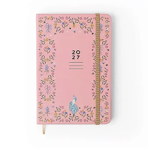 Agenda Planner 2027 Relicário Semanal Anotações 14x21 Secreto Coral